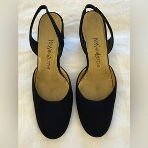 Yves Saint Laurent Black Sling  Back Heels